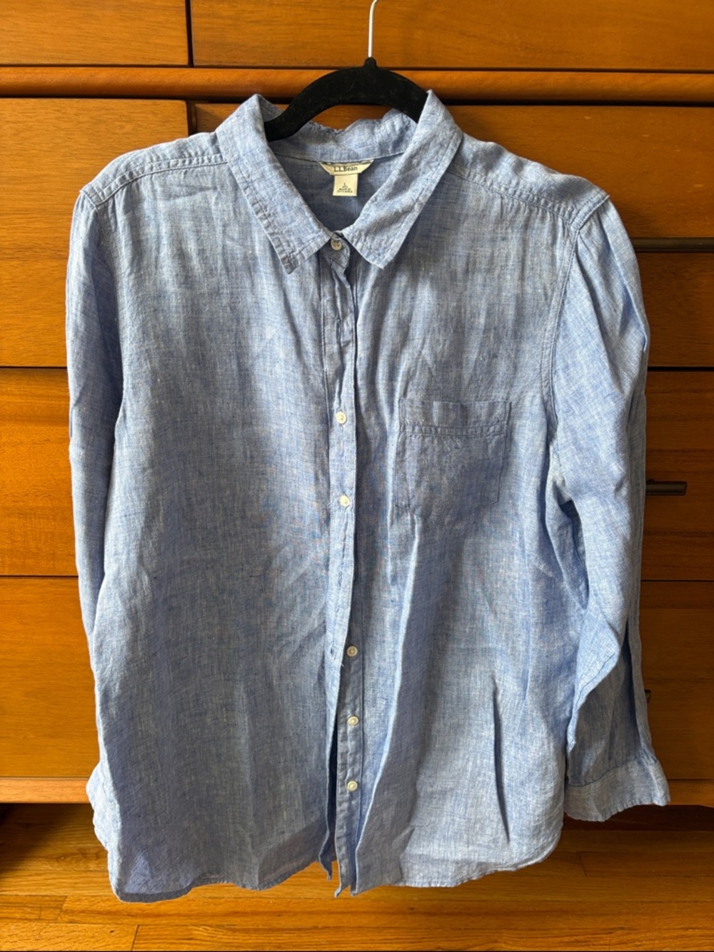 LL Bean Light Blue Linen Button-Down Shirt